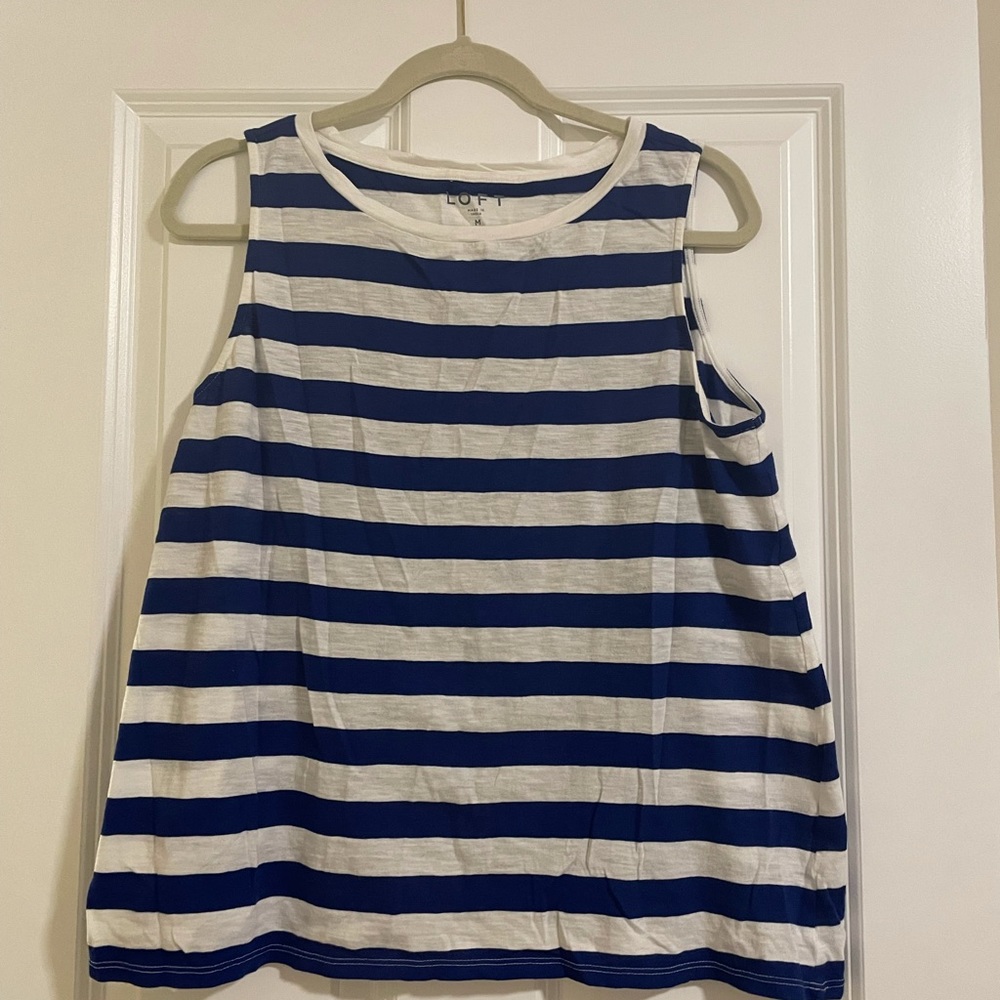 LOFT Sleeveless Blue/White Top